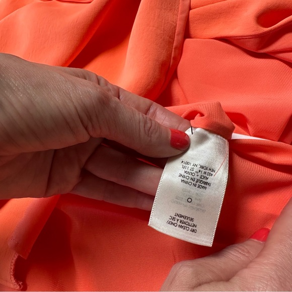 Alice + Olivia Katie Tie Wrap Dress in Coral, Size 2 - Picture 10 of 13